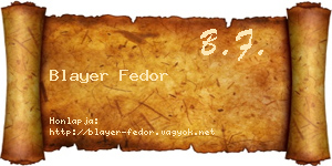 Blayer Fedor névjegykártya